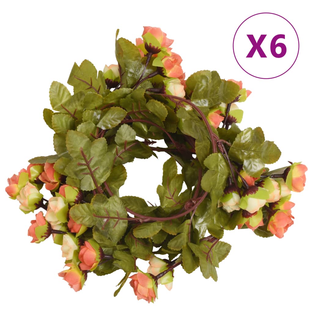 vidaXL Guirlandes de fleurs de Noël 6 pcs rouge vif 215 cm