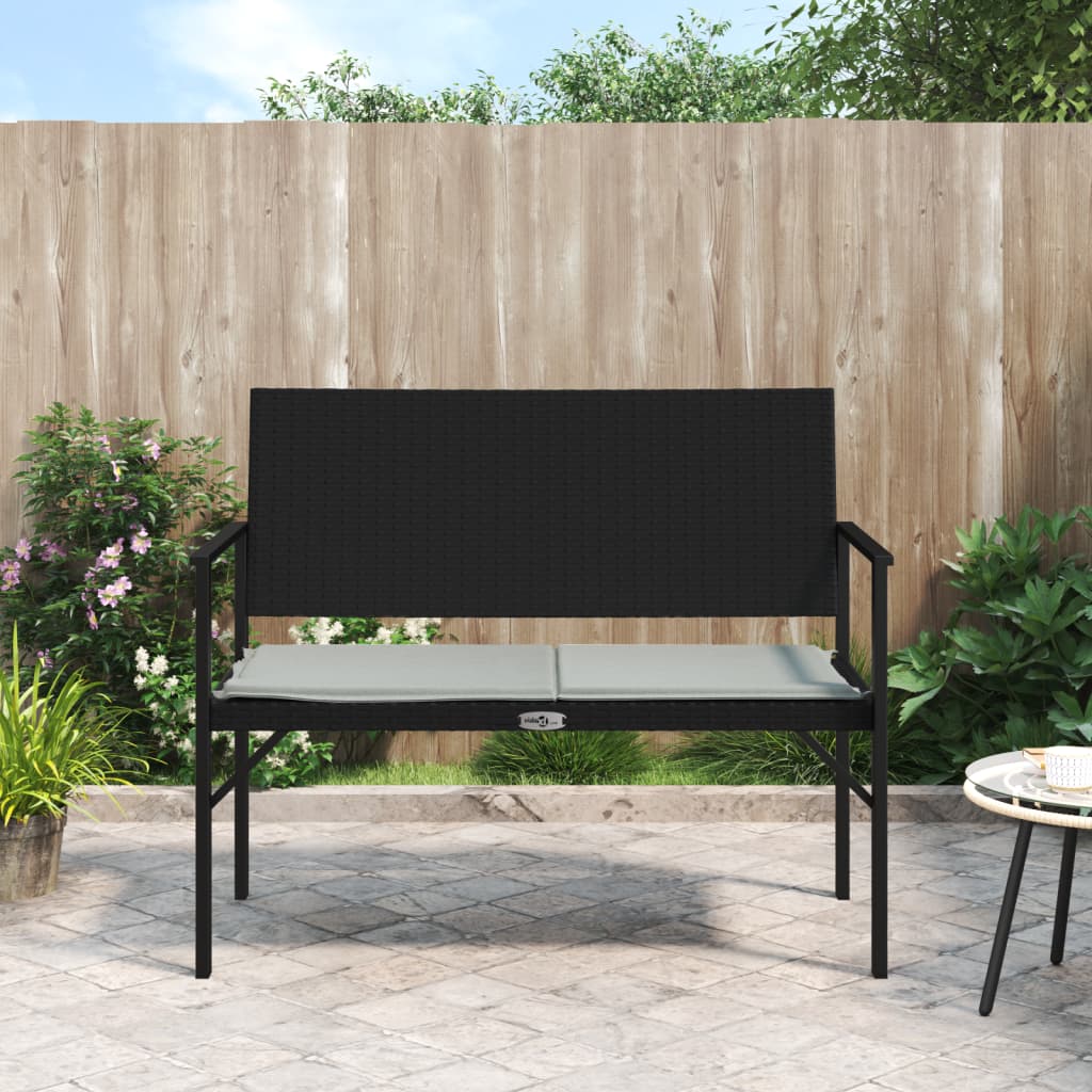 vidaXL Banc de jardin à 2 places avec coussin noir résine tressée