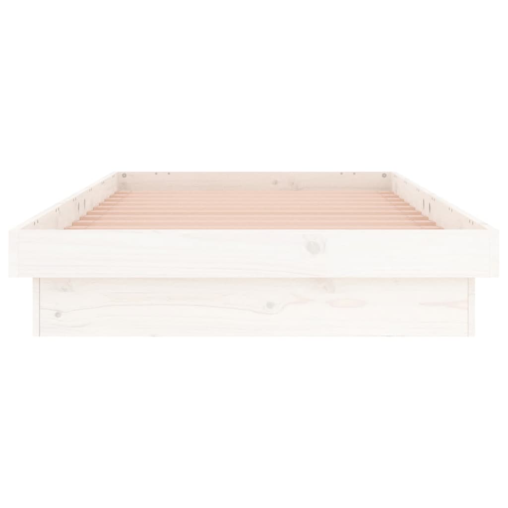vidaXL Cadre de lit à LED blanc 90x190 cm simple bois massif