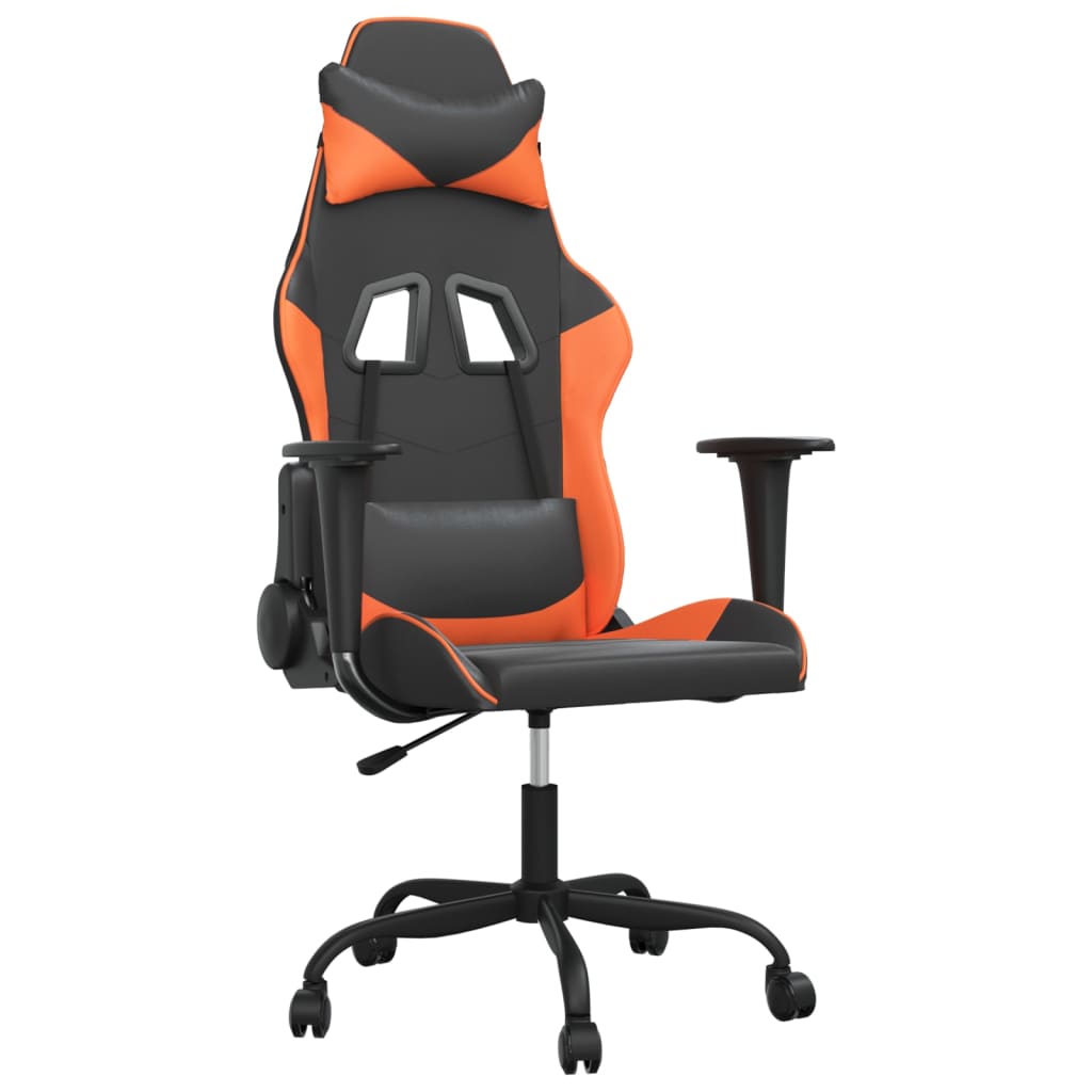 vidaXL Chaise de jeu de massage Noir et orange Similicuir